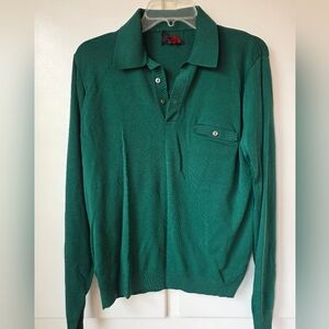 Vintage Arrow Nassau Shirt Long Sleeve Ban Lon 1960s Green Pocket Nylon Rat Pack